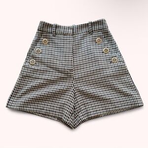 Zara Black Houndstooth High Waist Shorts
